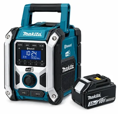 Image de Makita DMR115F1 – Radio de chantier 25 W Bluetooth®, DAB/DAB+, FM + Batterie BL1830B 18 V 3,0 Ah