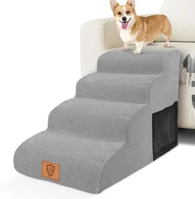 Image de Escalier pour petits animaux, 4 marches, antidérapant, lavable, pour lit et canapé