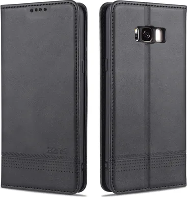 Produktbild von LaimTop LederHülle für Samsung S8, Klapphüllen Brieftasche Magnetverschluss Ständer Schutzhülle für Samsung Galaxy S8 Schwarz