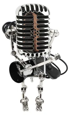 Produktbild von Vintage Mikrofon Gitarre Roboter Tischlampe Aluminium Retro Metall Nachtlicht für Schlafzimmer Schreibtisch Home Decor Schwarz