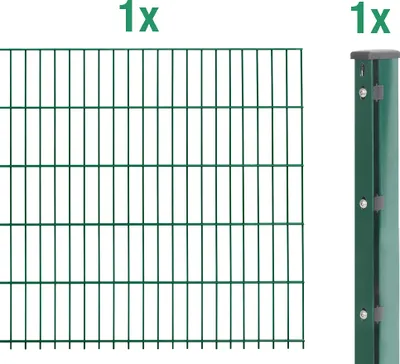 Immagine prodotto di Alberts 644673 Recinzione a doppia rete metallica come set completo, plastificata, verde, altezza 103 cm, lunghezza 2,5 m
