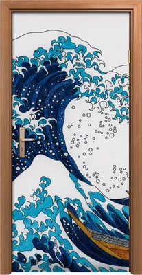 Produktbild von Türposter 90x200 cm Türaufkleber Türtapete Türfolie Klebefolie Japanische Kunst Meereswellen