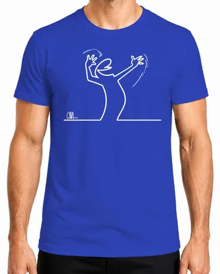 Imagen del producto de Camiseta para hombre, diseño "Linea Strichmännchen Balum Osvaldo Cavandoli Kult Cartoon", color azul, talla XL