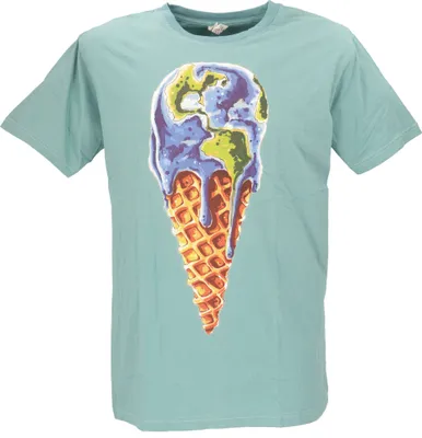 Image de T-shirt rétro, Tree Save Earth T-shirt - Ice/aqua, hommes, vert, coton, taille : XL