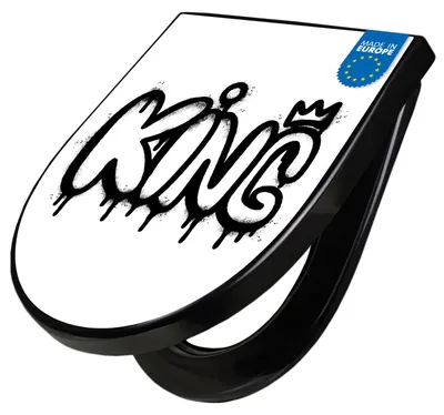 Produktbild von WC Sitz D-Form Schwarz mit Absenkautomatik Motiv Urban King Graffiti [TDSCH3 13247]