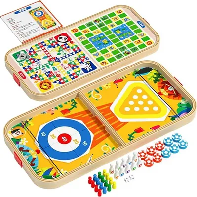 Imagen del producto de Juego de mesa de madera Montessori, 5 en 1, para varios jugadores