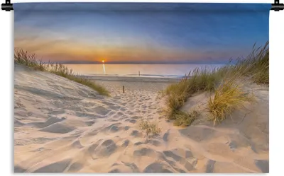 Produktbild von MuchoWow® Wandteppich Wandbehang Düne - Sonnenuntergang - Horizont - Strand - Gras 60x40 cm Tapisserie Dekoration Wandtuch - Wanddekorationen