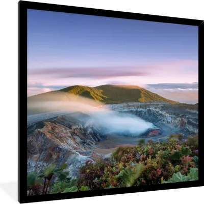 Produktbild von MuchoWow® MuchoWow® Gerahmtes Poster Vulkan Poas bei Sonnenuntergang in Costa Rica 40x40 cm - Poster mit zchwarzem Bilderrahmen - Mit Rahmen - Wanddekoration Schlafzimmer