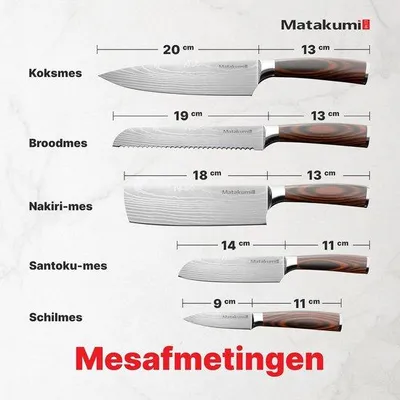 Zdjęcie produktu dla Zestaw 5 noży kuchennych - wzór damasceński - wyjątkowo ostre - do użytku profesjonalnego i codziennego