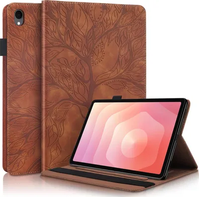 Produktbild von Für Samsung Galaxy Tab S11 aufstellbare Baum Muster Kunstleder Hülle Tasche Braun