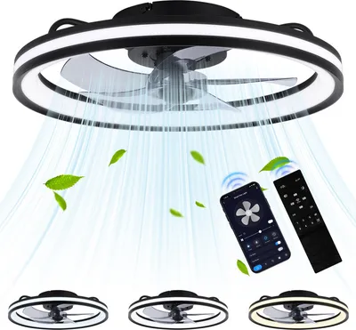 Produktbild von Clanmacy Deckenventilator Ø 50cm LED Deckenleuchte mit Beleuchtung und Fernbedienung Deckenlampe