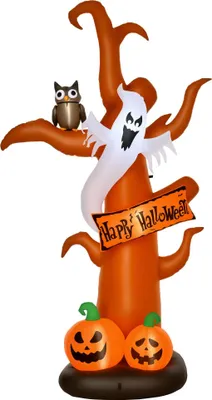 Imagen del producto de Decoración inflable para Halloween HOMCOM 844-396V90, con luces LED, que incluye soplador y material de montaje