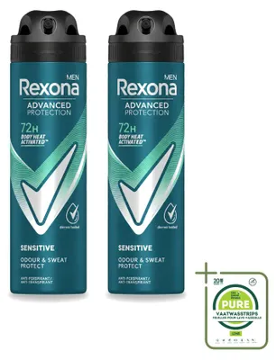 Imagen del producto de 2 unidades de desodorante en spray Rexona Men Advanced Protection Sensitive, 150 ml - Paquete grande