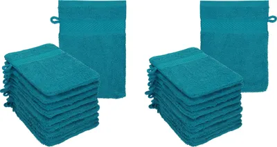 Produktbild von Betz 20 Stück Waschhandschuhe PALERMO 100% Baumwolle Waschlappen Set Größe 16x21 cm  Farbe Petrol