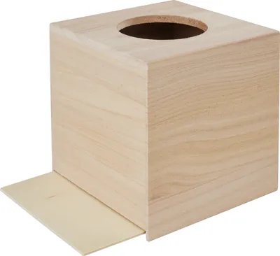 Produktbild von VBS Kosmetiktuchbox "Quadratisch", mit runder Öffnung, Rohholz