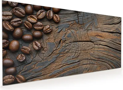 Produktbild von Küchenrückwand Spritzschutz Glas mit Motiv Kaffeebohnenholz 40 x 40 cm