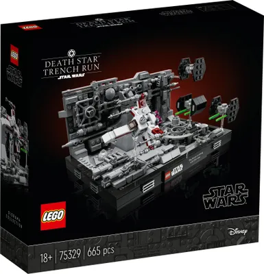 Produktbild von LEGO 75329 Star Wars Death Star Trench Run Diorama Set, baubares Modell für Erwachsene mit Luke Skywalkers X-Wing, Fanartikel, Deko, Geschenk
