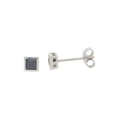 Produktbild von JuwelmaLux Ohrstecker Silber 925 rhodiniert mit Zirkonia schwarz JL10-06-2212