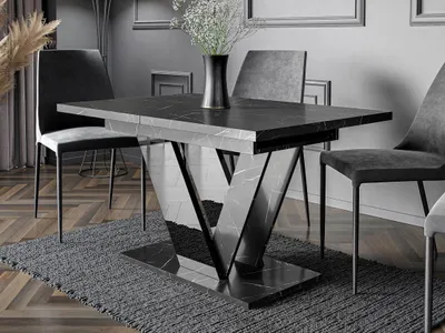 Image de Table à manger extensible 120x80 cm GIBON - béton / noir brillant