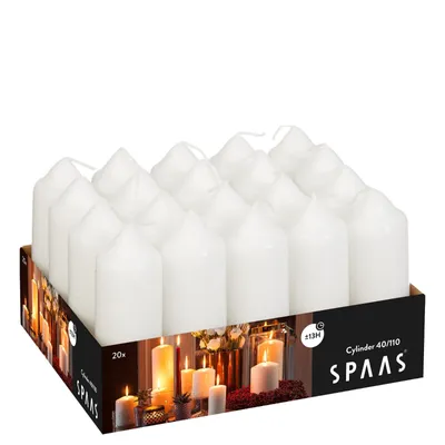 Produktbild von 20 Stück SPAAS Professional Gastro Stumpenkerzen 110x40mm Zylinder Stumpfe Kerze Weiss