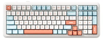 Zdjęcie produktu dla MCHOSE K99 V2, 98%, Przewodowy i Bezprzewodowy, USB + RF Wireless + Bluetooth, Mechaniczna, LED, Pomarańczowy, Biały