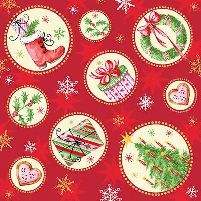 Produktbild von 50 Servietten, 3-lagig 1/4-Falz 40 cm x 40 cm "X-Mas Allover"
