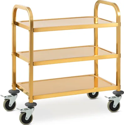 Obrázek produktu pro Cateringový vozík pro servírování 3 police 69 X 40 cm do 240 kg - zlatý