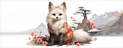 Produktbild von Wallario Wandbild aus Acryl, 200 x 80 cm, freischwebende Optik - Fuchs mit Kirschblüten