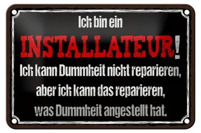 Produktbild von Blechschild Spruch 18x12cm bin Installateur kann reparieren