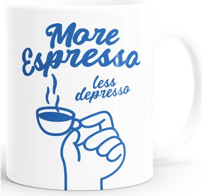 Produktbild von Kaffee-Tasse Spruch – More Espresso less Depresso – Geschenk für Kaffeeliebhaber & Kollegen lustige Kaffeebecher Büro MoonWorks®