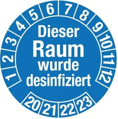 Produktbild von 100 x Aufkleber Reinigungsnachweis Dieser Raum wurde desinfiziert - 307540