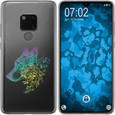Produktbild von PhoneNatic Case kompatibel mit Huawei Mate 20 Silikon-Hülle Floral Wolf M3-4