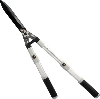 Produktbild von 2-Hand-Teleskop-Heckenschere aus Aluminium, antihaftbeschichtete Stahlklingen, TPR-Griff, Schnitteinstellung,