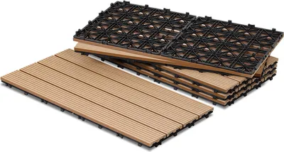 Zdjęcie produktu dla TolleTour 30 szt. Płytki WPC Płytki tarasowe Płytki na klik Płytki podłogowe Wygląd drewna 30x60 cm Teak