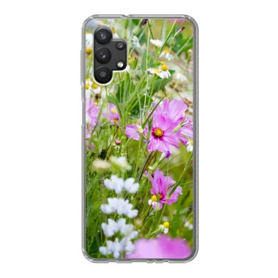 Produktbild von MuchoWow® Handyhülle Schutzhülle Hülle für Samsung Galaxy A32 5G Blumen - Natur - Grün - Gras - Lila - Weiß Silikon Softcase Handy Hülle - Softcase