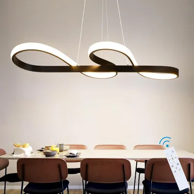 Productafbeelding van ZMH Hanglamp Zwart, Dimbaar, Zonder Frame, 47W, Met Afstandsbediening, Geschikt voor Eetkamer, Woonkamer, Kantoor, Werkkamer
