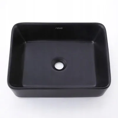Obrázek produktu pro Černé matné keramické umyvadlo na desku 48x36