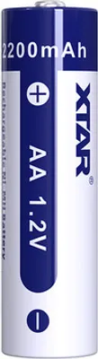 A single AA battery with branding and specifications.