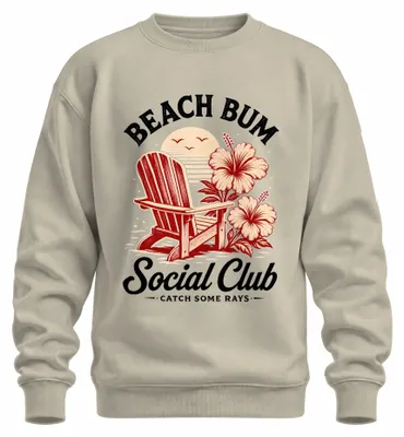Immagine prodotto di Beach Bum Social Club: Sedia da spiaggia, felpa con cappuccio "Strandstuhl Hibiskus", colore: naturale, taglia: S
