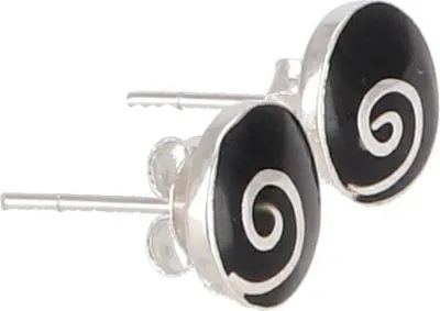 Produktbild von Runde Silberohrstecker Spirale - Onyx, Schwarz, SterlingSilber, 0,8*0,8*0,8 cm, Silberohrringe