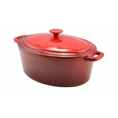Obrázek produktu pro Oválný smaltovaný litinový hrnec s poklicí 36 cm, 8,5 l Perfect Home 10115, červený