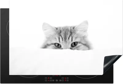 Produktbild von KitchenYeah© Herdabdeckplatte Katze - Rot - Weiß - Mädchen - Jungen - Kind , 76x51cm, Küche Deko, Glaskeramikkochfeld Herdabdeckung, Abdeckplatte fùr Kochfeld