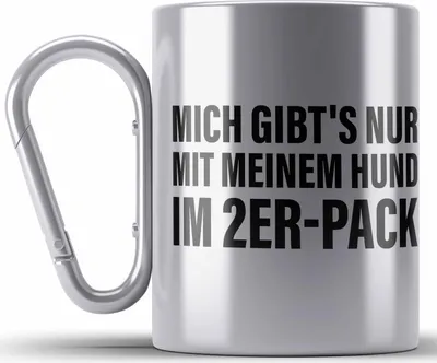 Produktbild von Trendation - Lustige Edelstahl Tasse Karabiner für Hundeliebhaber Karabiner Edelstahl Tasse Karabiner Edelstahl mit Sprüchen für Frauen Kollegin Lustig (Silber)