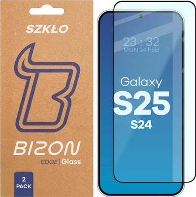 Produktbild von 2x Gehärtetes Glas für Galaxy S25 / S24, Bizon Glass Edge Duo, Schwarzer Rahmen