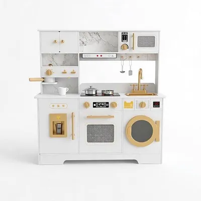 Imagen del producto de Cocina de juguete de madera 8 en 1 para niños, con luces y sonido