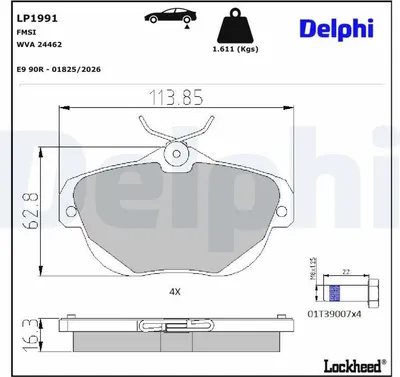 Produktbild von DELPHI Bremsbeläge Satz Hinten Bremsklötze für CITROËN C5 III Kombi (RW) LP1991