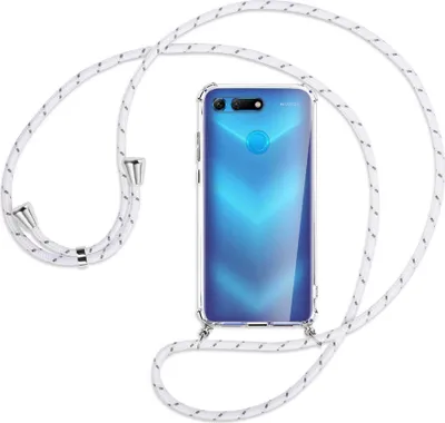 Produktbild von Handykette Backcover-Schutzhülle mit Band (Metall silberfarben) für Honor View 20 / V20 - weiß/grau