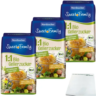 Produktbild von Sweet Family Gelierzucker 1zu1 3er Pack (3x1kg Packung) + usy Block
