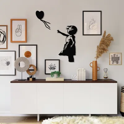 Image de Wallity, Banksy- TNL2304, Noir, Autres décorations pour la maison, 105 x 85 cm, 100% métal (épaisseur : 1
