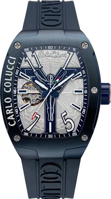 Produktbild von CARLO COLUCCI Automatikuhr Automatikuhr 100% Edelstahl grau / Silikonarmband blau onesize Herren 41 x 53 CC100-1, CC100-2, CC101-1, CC101-2, CC103-1, CC103-2, CC104-1, CC104-2